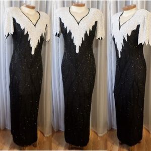 Kazar Long Silk Gown Black Medium Vintage Dress